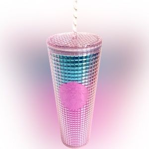 STARBUCKS SUMMER 2021 GRID PINK BLUE OMBRE TUMBLER CUP IRIDESCENT ARORA BOREALIS